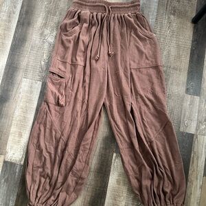 Urban Outfitters Dusty Mauve-Brown Wide Leg Harem Jumpsuit Pants